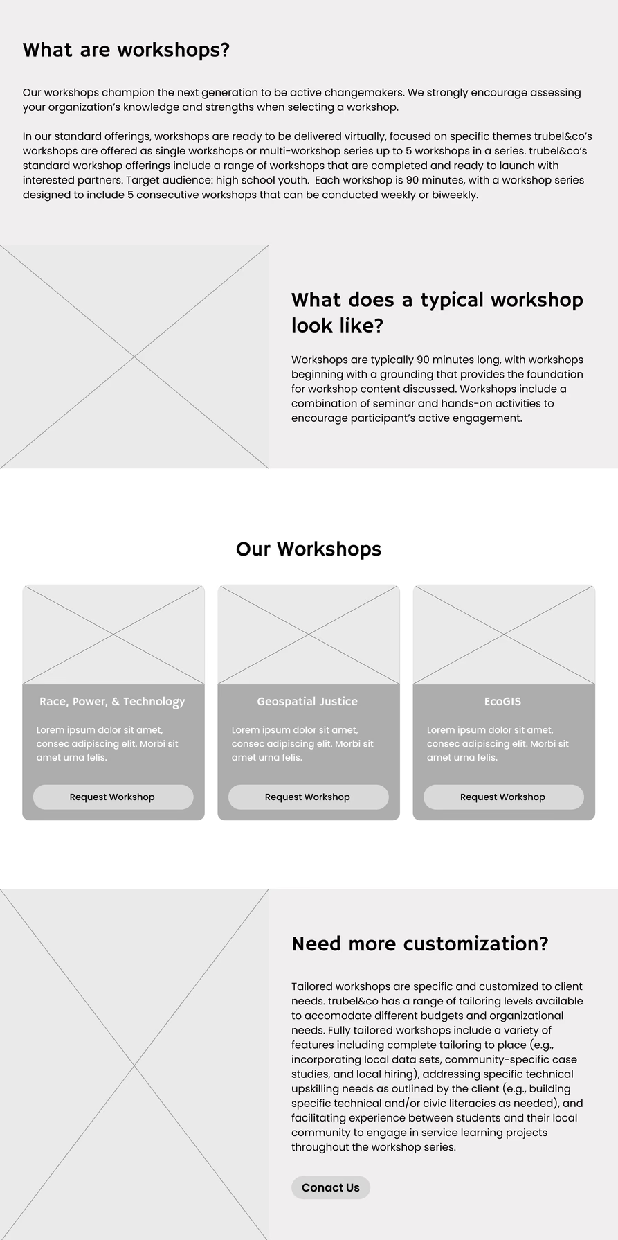 Workshops low-fidelity design version 2